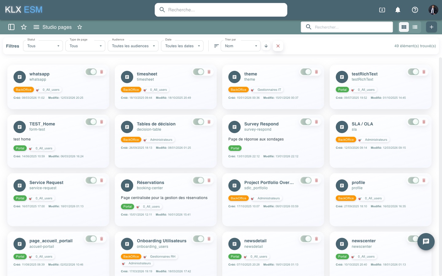 Workflow intervention services généraux